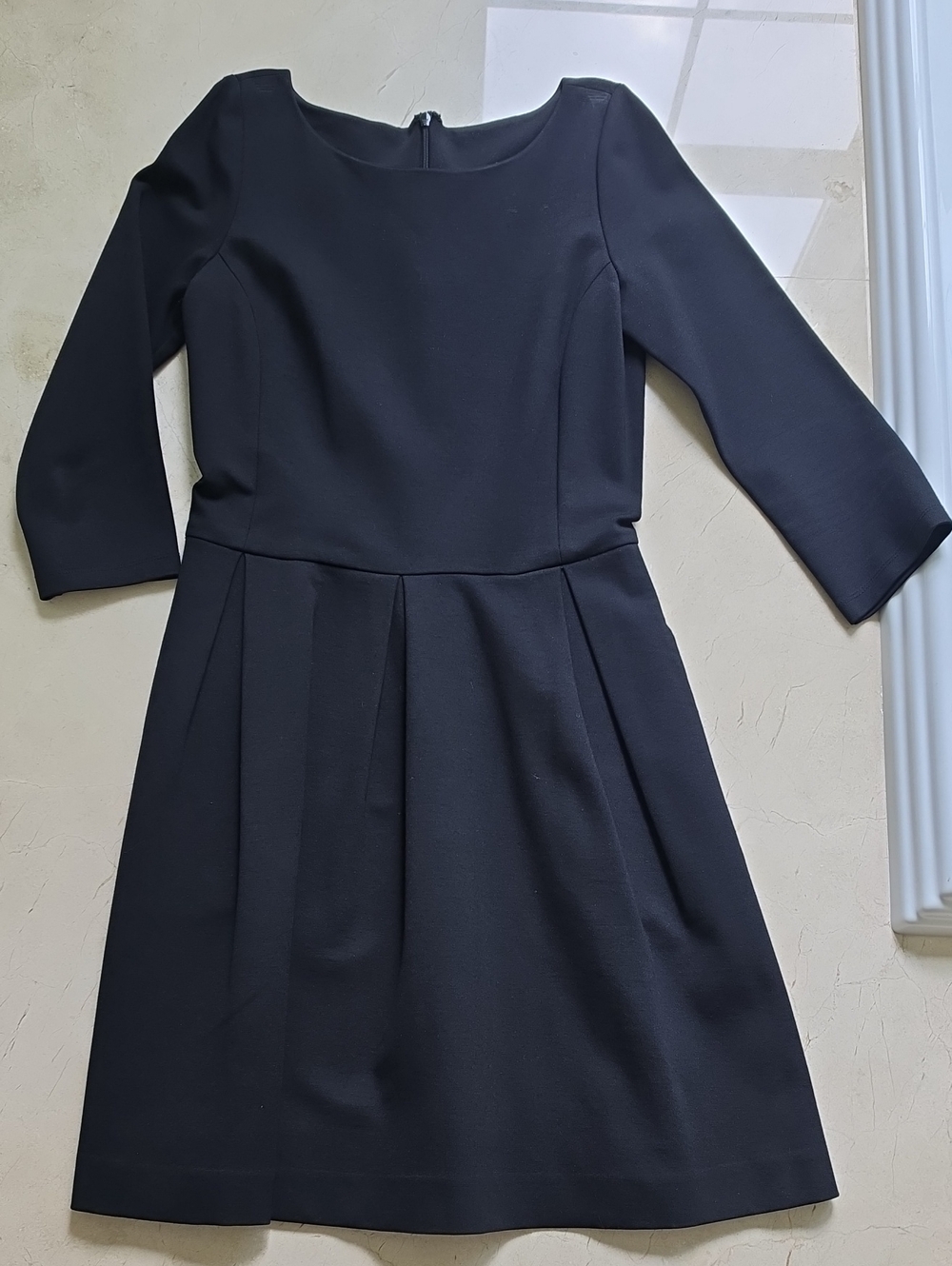 Banana Republic Black Fit-and-Flare Three-Quarter Sleeve Dress